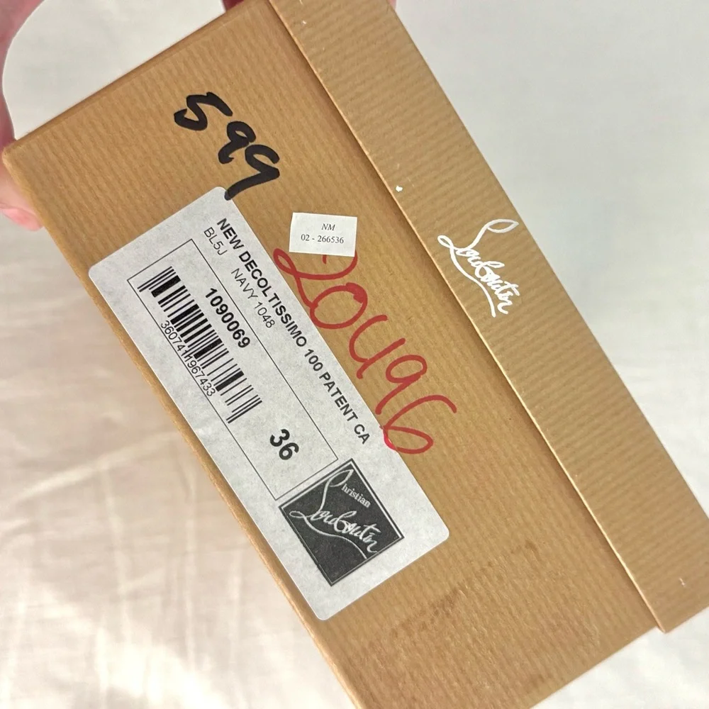 Christian Louboutin New Decol Tissimo 100 Patent BL5J Navy Sz 36 - Picture 8 of 8